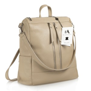 Rucsac tip geanta de dama, din piele naturala, DiAmanti Cerullo Taupe Deschis